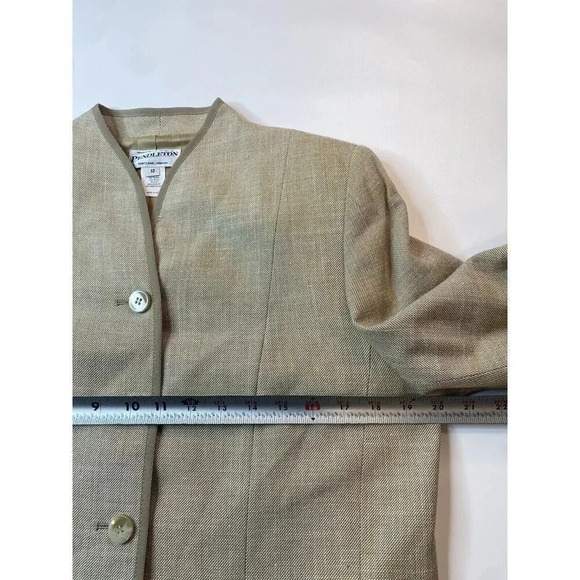 Vintage Pendleton Wool Silk Blend Beige Blazer Jacket Women’s Size 10 - Picture 6 of 8
